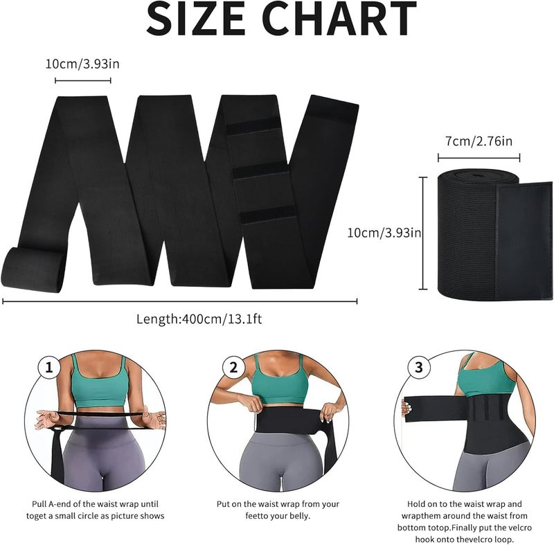 Lisacool Waist Trainer for Women Stomach Bandage Wrap Waist Band Long Torso Tummy Wraps Belly Body Shaper Waist Trimmer Belt - Image 2